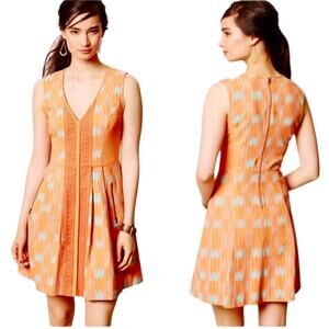 Anthropologie Tracy Reese Dress Sunfield Embroidered Geometric Mini Orange 4 4P